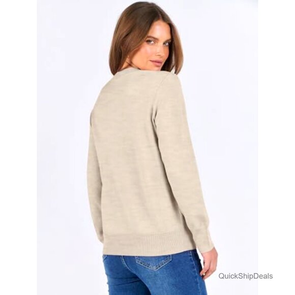 Lightweight Pullover Sweater Long Sleeve Crewneck Loose Fit Knit Top - Picture 6 of 7